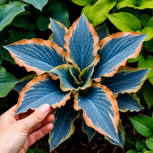 Хоста Океан Вью купить по цене от 960р. в интернет-магазине «Посадика» с доставкой почтой в в Ухтае и по всей России – [изображение №1].